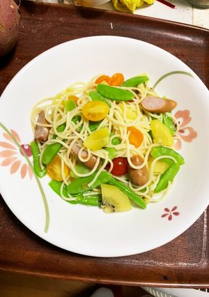 キウイとサヤエンドウの冷製パスタ☆-レシピのメイン写真