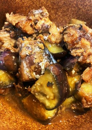 手抜き料理！ナスとサバオイル漬けの煮物-レシピのメイン写真