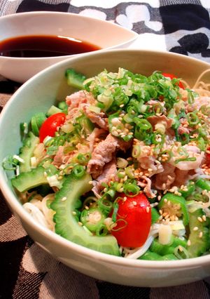 ゴーヤと冷しゃぶのぶっかけそうめん☆-レシピのメイン写真