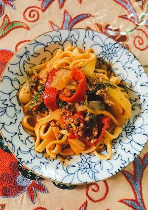 チンゲン菜のミートソーススパゲティ-レシピのメイン写真
