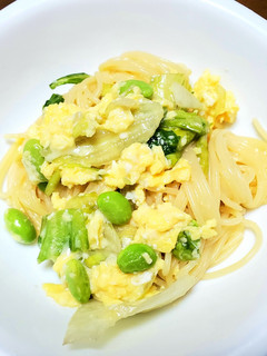 レタスと枝豆の冷製ミモザパスタ-レシピのメイン写真