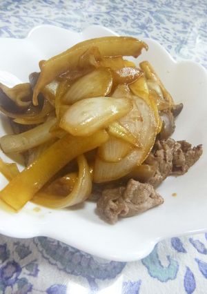 牛肉の玉ねぎ＆しめじソテーかけ-レシピのメイン写真