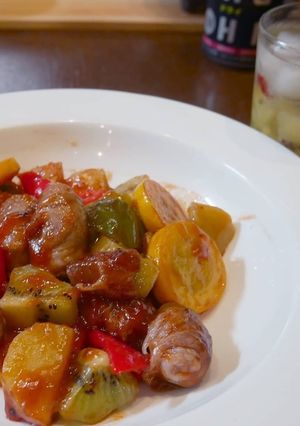 なんちゃって肉団子の酢豚風キウイ入り-レシピのメイン写真