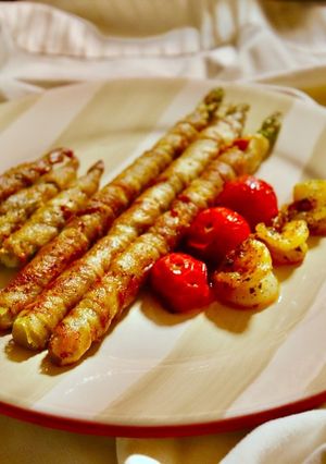 No2567アスパラオクラ肉巻海老トマト-レシピのメイン写真
