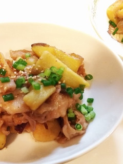 サツマイモと豚肉の甘辛炒め-レシピのメイン写真