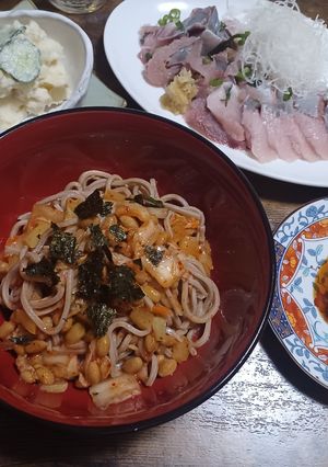 納豆キムチ沢庵蕎麦-レシピのメイン写真