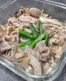 紅生姜の残り汁で　豚こま舞茸煮
