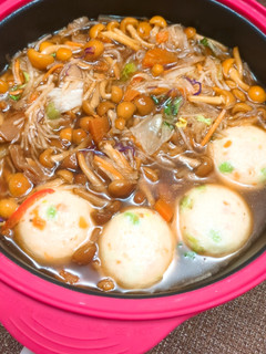 簡単!豆腐しんじょと野菜なめこ鍋-レシピのメイン写真