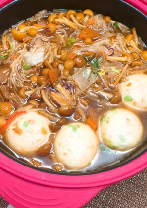 簡単!豆腐しんじょと野菜なめこ鍋-レシピのメイン写真
