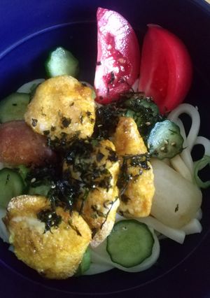 ササミのカレー唐揚げサラダうどん-レシピのメイン写真