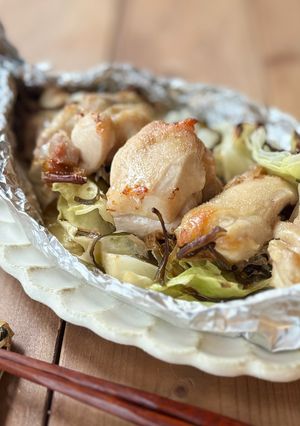 鶏肉とキャベツの和風だし蒸し／ホイル焼き-レシピのメイン写真