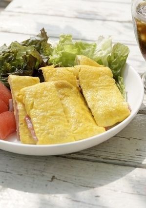 朝食のハム入りオムレツ（プチ減塩）-レシピのメイン写真