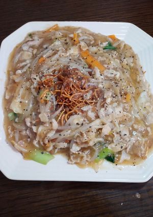 簡単☆即席豚骨あんかけかた焼きそば-レシピのメイン写真