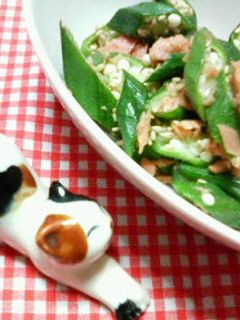 ✿オクラと❀鮭フレークの✿胡麻和え-レシピのメイン写真