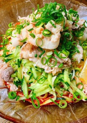 暑い日に！ピリ辛豚しゃぶミルク素麺-レシピのメイン写真