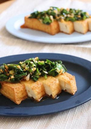 スタミナたっぷりニラだれon焼き厚揚げ-レシピのメイン写真