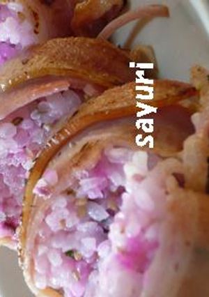ベーコンで巻いた棒焼きおにぎり♪-レシピのメイン写真