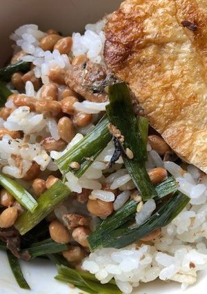 納豆とニラ・サンマ缶詰日のご飯-レシピのメイン写真