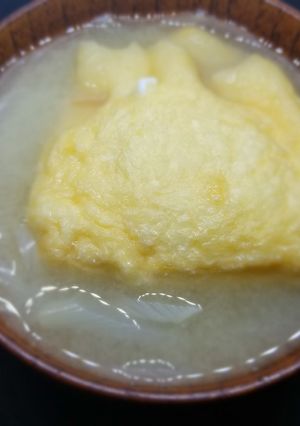 糸島鯛液みそ　半熟卵の油揚げお味噌汁-レシピのメイン写真