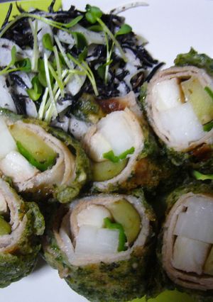 豚の野菜巻き☆青海苔フリッター-レシピのメイン写真