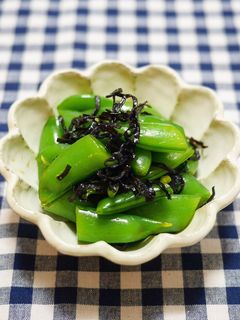 スナップエンドウの塩昆布和え-レシピのメイン写真