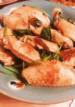 手羽中と青菜のニンニク醤油炒め-レシピのメイン写真