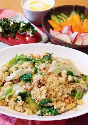 シャキシャキレタス炒飯（ザーサイ納豆入）-レシピのメイン写真