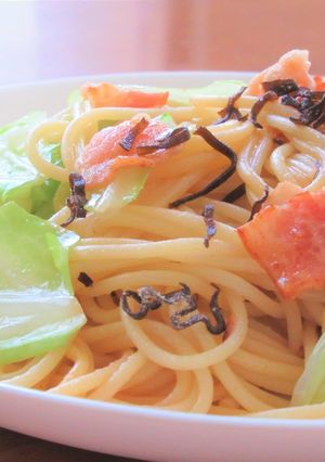 ベーコンと春キャベツの塩昆布パスタ-レシピのメイン写真