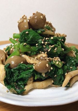 つる菜としめじのごま和え-レシピのメイン写真