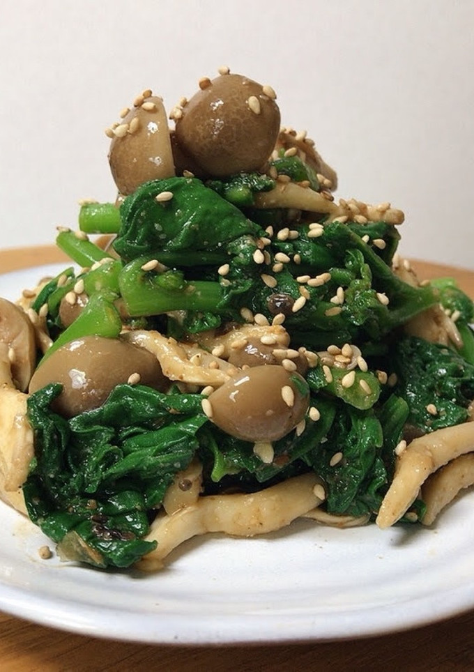 つる菜としめじのごま和え-レシピのメイン写真