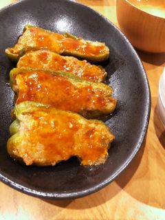 パン粉なしピーマン肉詰め-レシピのメイン写真