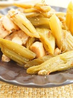 ふきと鶏肉のピリ辛めんつゆ炒め-レシピのメイン写真