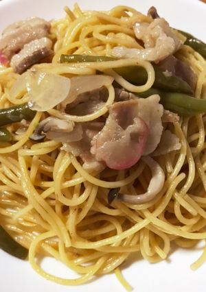 豚肉といんげんとしめじのポン酢パスタ-レシピのメイン写真