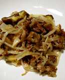 牛肉とナスともやしの炒めもの 塩味