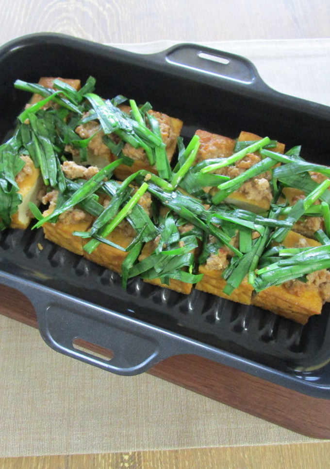 ニラと揚げ豆腐のひき肉炒め-レシピのメイン写真