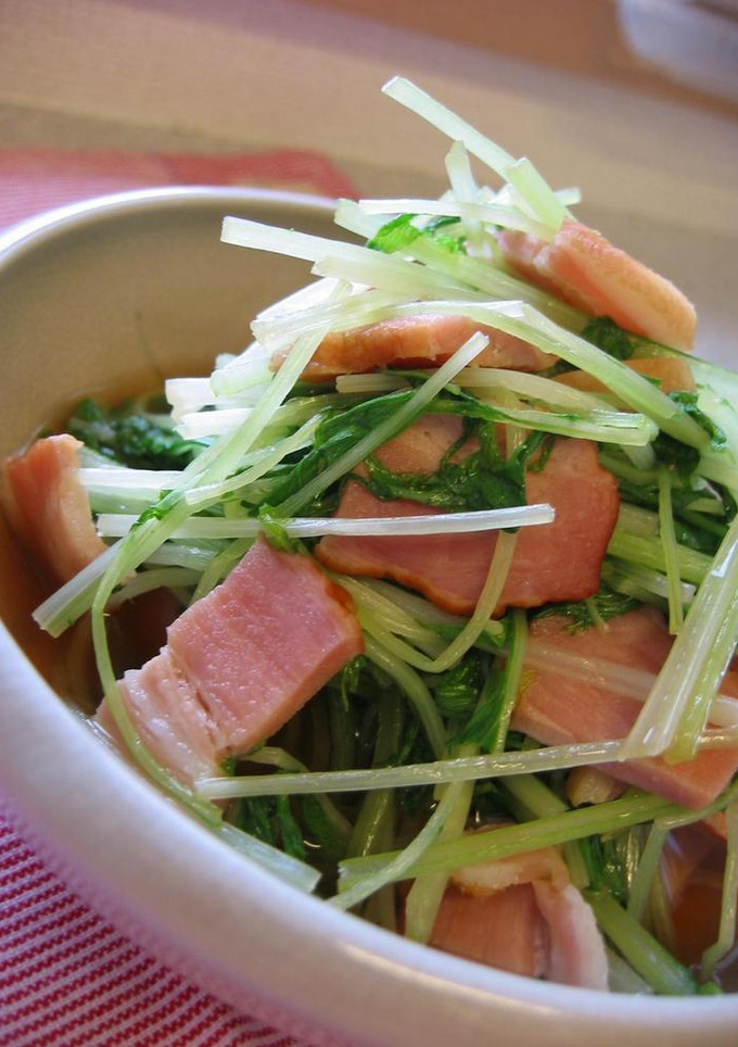 水菜とベーコンのさっと煮ただけ♪-レシピのメイン写真