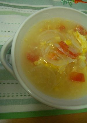 トマトとコーン、玉ねぎの卵スープ-レシピのメイン写真