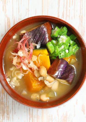 大豆入り夏野菜のみそ汁-レシピのメイン写真