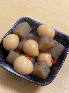簡単!こんにゃくとうずらの煮物~煮卵~-レシピのメイン写真