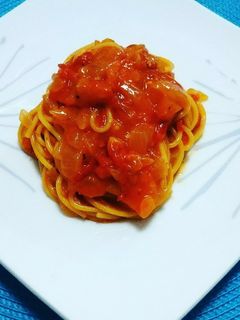 トマトと新玉葱のかにクリームスパゲティ♡-レシピのメイン写真