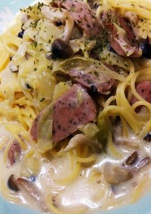 ハーブソーセージの豆乳クリームパスタ-レシピのメイン写真