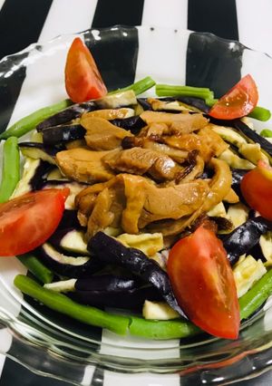 レンジで 夏野菜 照焼きチキン乗せ 茄子-レシピのメイン写真