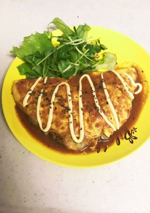 簡単おつまみ　キノコのデミチーズオムレツ-レシピのメイン写真