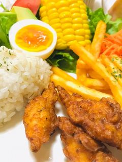 ささみで簡単唐揚げ・時短・プレートランチ-レシピのメイン写真