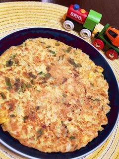 混ぜて焼くだけ!巨大おやきご飯!!-レシピのメイン写真
