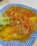 自炊飯　ふわふわ卵＋エノキと人参の和風餡