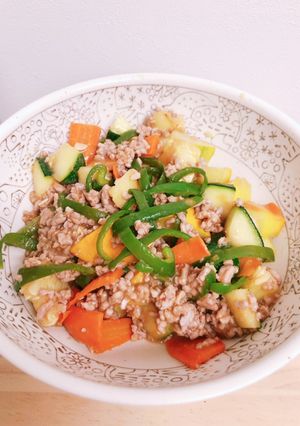 彩り良し食感良し！麻婆ズッキーニ-レシピのメイン写真