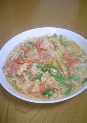 ＢＬＴとトロトロ卵のぶっかけそーめん。-レシピのメイン写真