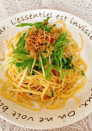 ☆水菜としらすの和風ペペロンチーノ☆-レシピのメイン写真