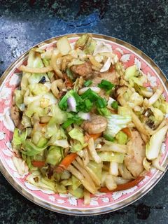 簡単なキャベツと豚肉の焼きうどん-レシピのメイン写真